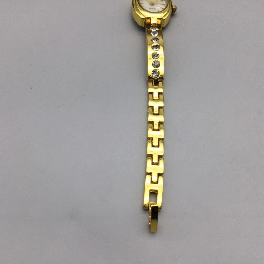 Manhattan Womens Watch 19mm MOP Dial Gold Tone Crystal Bracelet New Battery 7